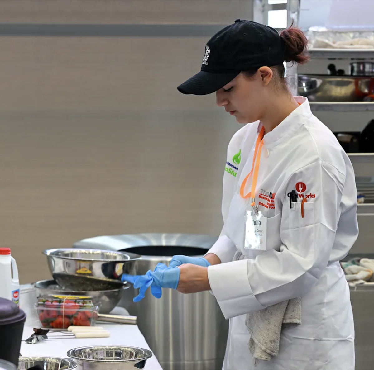 The team had to assemble a variety of dishes to create an elaborate meal for judges.